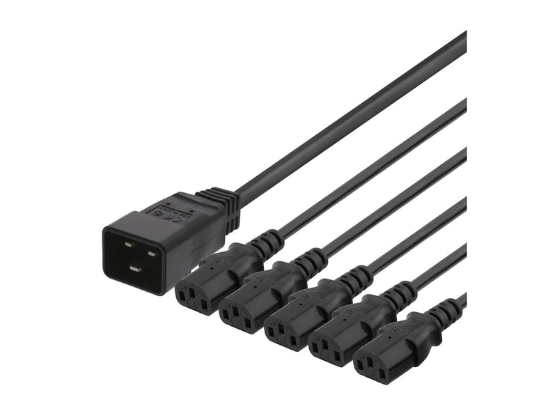 Deltaco - power splitter - IEC 60320 C20 to power IEC 60320 C13 - 1 m