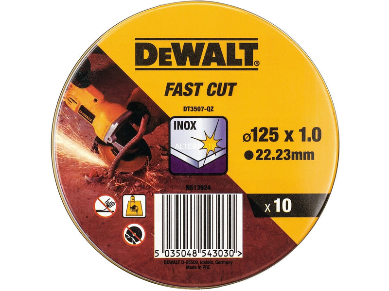 Dewalt 125mm x 1mm Cutting Disc 10/TIN (10 TIN Display)