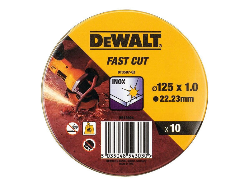 Dewalt 125mm x 1mm Cutting Disc 10/TIN (10 TIN Display)