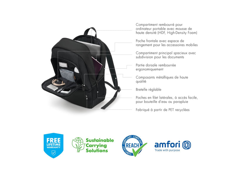 Dicota Eco Base Rucksack für Laptop 17.3" | Schwarz
