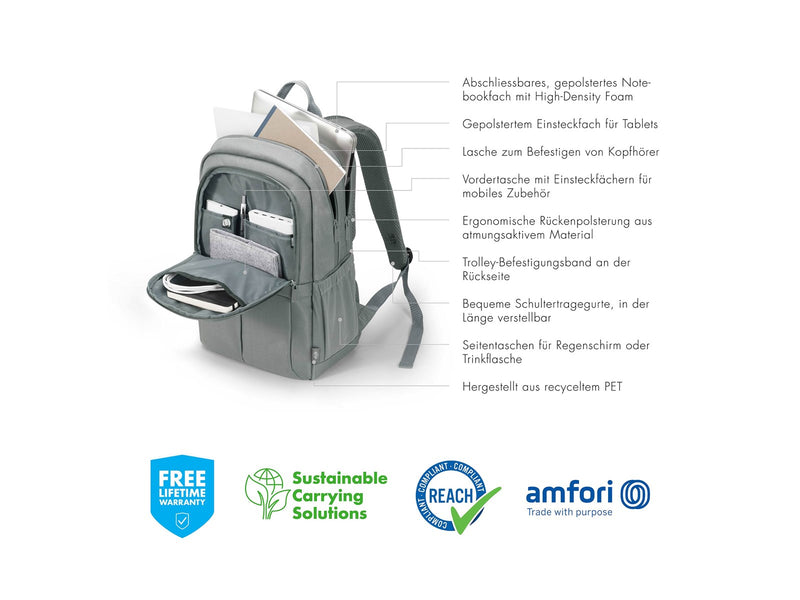 Dicota Eco Scale Rucksack für Laptop 15.6" | Grau