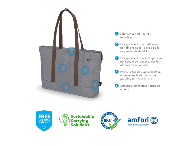 Dicota Shopper Bag Eco Motion Tote für Laptop 14.1" | Grau