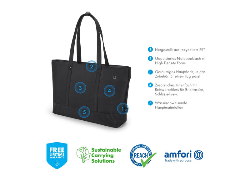 Dicota Shopper Bag Eco Motion Tote für Laptop 14.1" | Schwarz