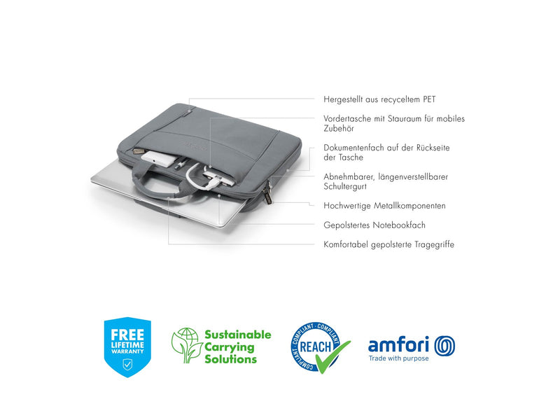 Dicota Slim Eco Base Laptop-Tasche für Laptop 14.1" | Grau