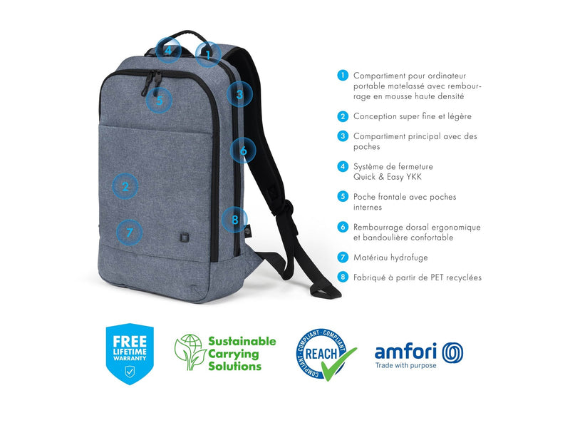 Dicota Slim Eco Motion Rucksack für Laptop 14.1" | Blau