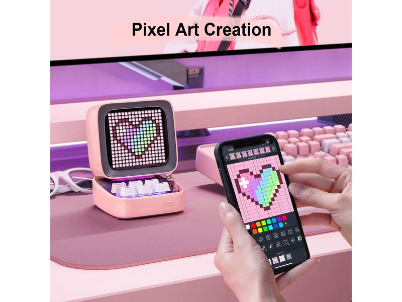 Divoom DitooPro Retro Pixel Art Bluetooth Speaker - Pink
