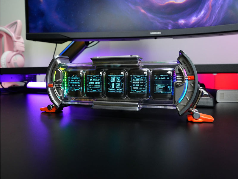 Divoom Times Gate II Cyberpunk Digital Clock - Grey