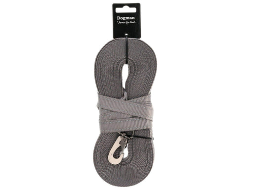 Dogman Iris Gewebte Schleppleine mit Karabinerhaken Grau 20mm 15m