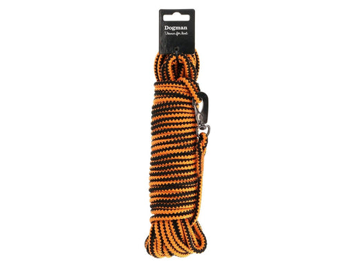 Dogman Iris geflochtene Schleppleine mit Karabinerbefestigung Orange 6,5mm 15m