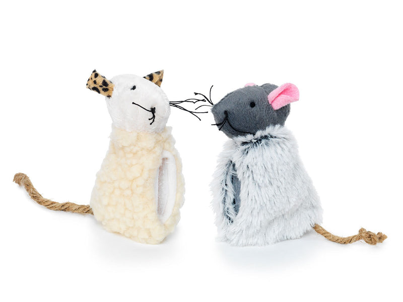 Dogman Katzenspielzeug Mäuse mit Seilschwanz (2er-Pack) 10cm