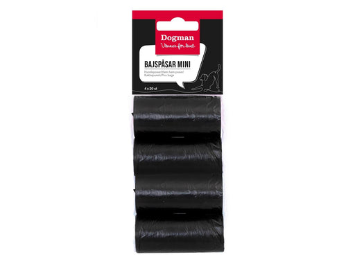 Dogman Kompakte schwarze Mini-Kotbeutel (4x20 Stück)