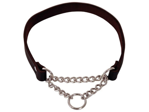 Dogman Lederhalsband für Hunde mit Korrekturkette 18mmx45cm