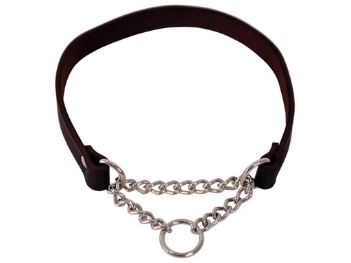 Dogman Lederhalsband für Hunde mit Korrekturkette 18mmx50cm