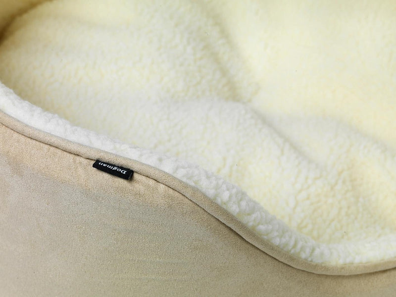 Dogman Pet Bed Sherpa High Rim Beige Medium 60x48x23cm