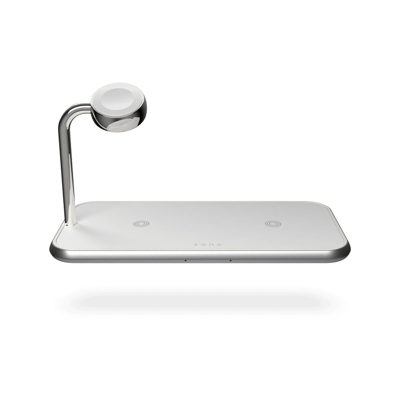 Zens Dual+Watch Kabelloses Aluminium-Ladegerät Weiß