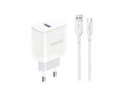 Dudao A20EU USB-A 18W wall charger - white + USB-A - USB-C cable