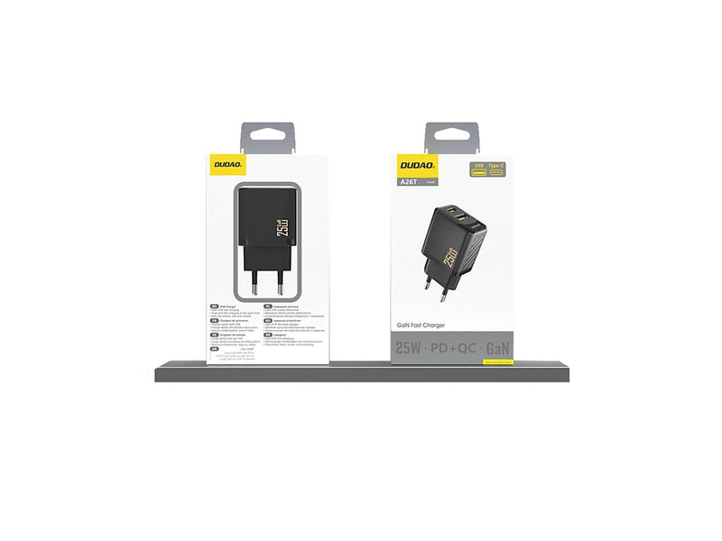 Dudao A26T GaN 25W USB-A USB-C Charger - Black