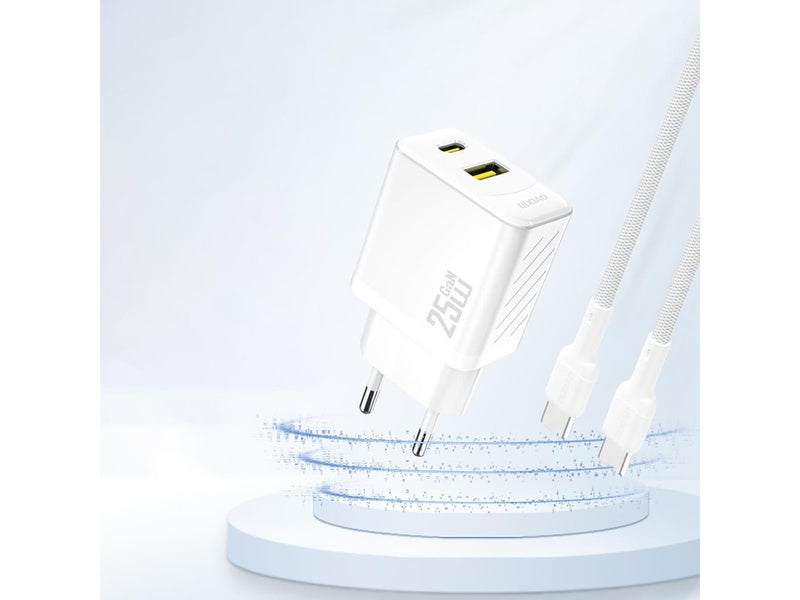 Dudao A26T GaN 25W USB-A USB-C Charger - White