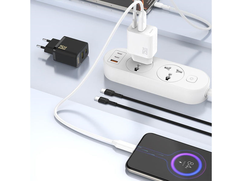 Dudao A26T GaN 25W USB-A USB-C Charger - White
