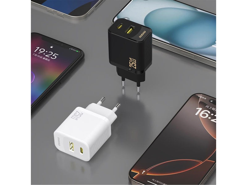 Dudao A26TCEU PD QC 25W GaN USB-A USB-C wall charger with USB-C cable - black