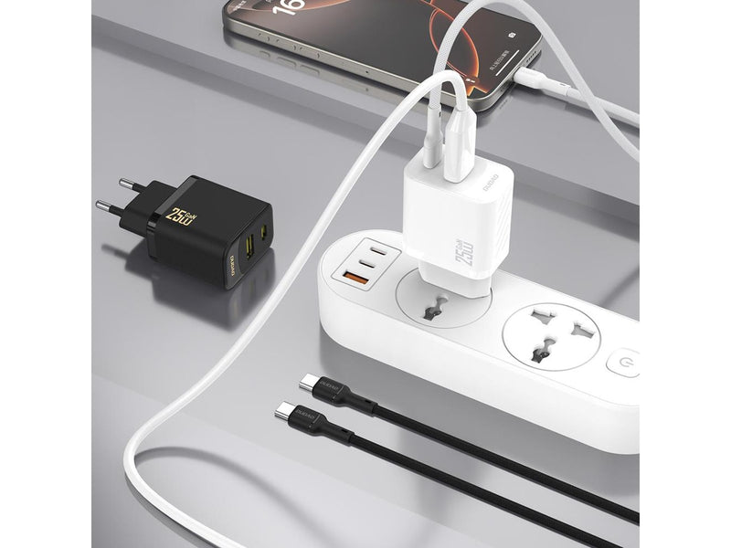 Dudao A26TCEU PD QC 25W GaN USB-A USB-C wall charger with USB-C cable - black
