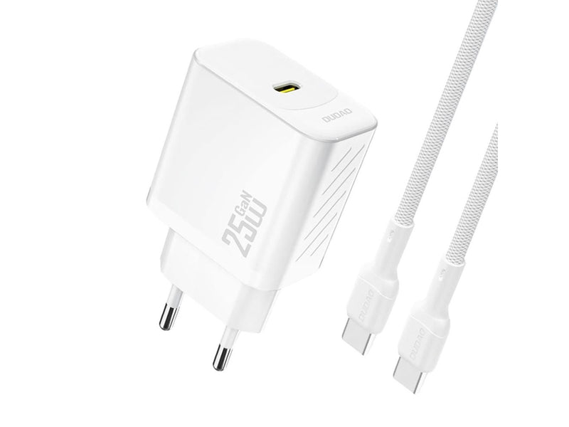 Dudao A27CEU PD 25W GaN SB-C AC Charger with USB-C Cable - White