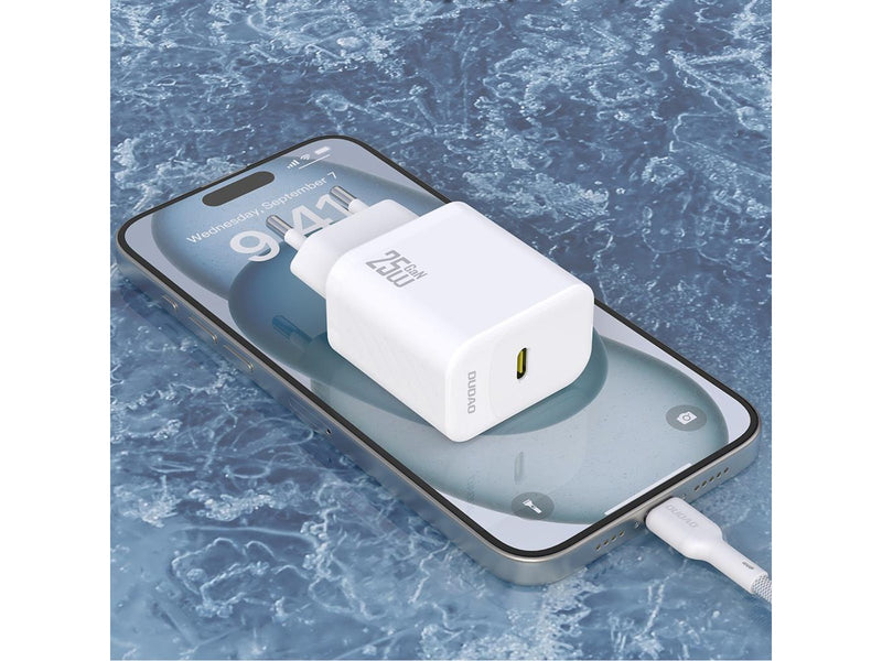 Dudao A27CEU PD 25W GaN SB-C AC Charger with USB-C Cable - White
