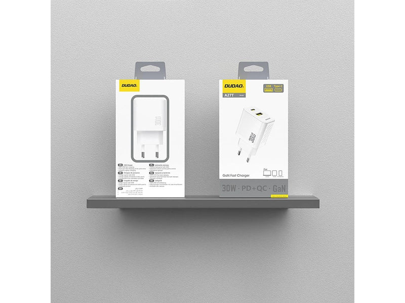 Dudao  A27TEU PD 30W GaN USB-A USB-C Wall Charger - White