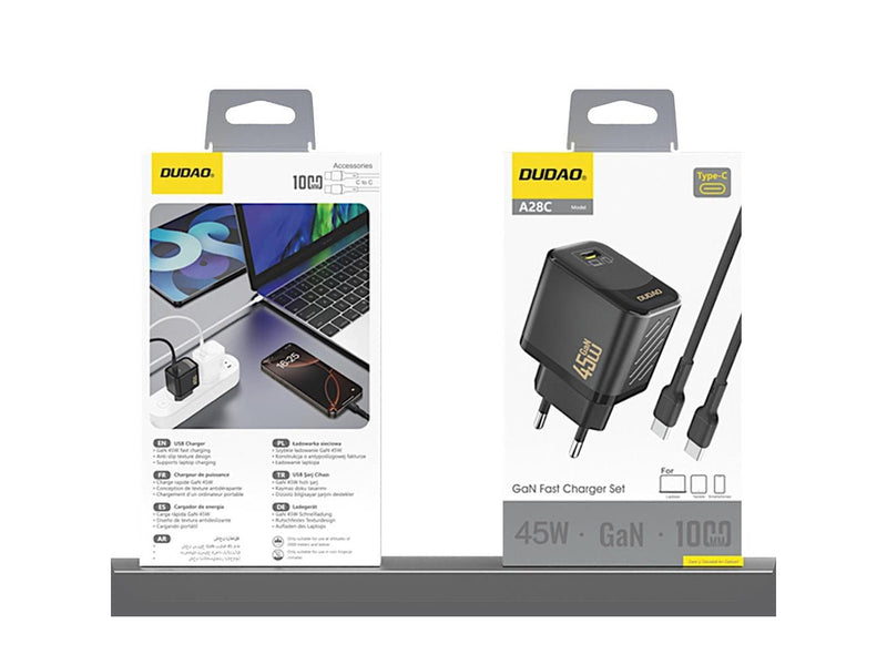 Dudao A28C 45W GaN Wall Charger + USB-C Cable - Black