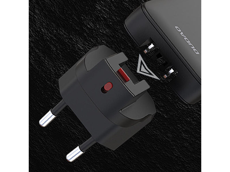 Dudao A65Q 65W GaN Travel Wall Charger USB-A / USB-C PD Ultra-Thin EU / US - Black