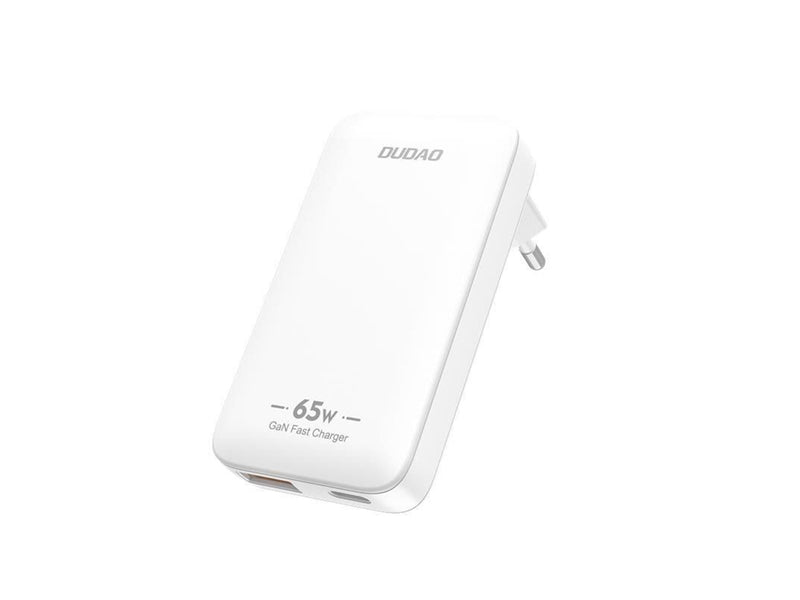 Dudao A65Q 65W GaN Travel Wall Charger USB-A / USB-C PD Ultra-Thin EU / US - White
