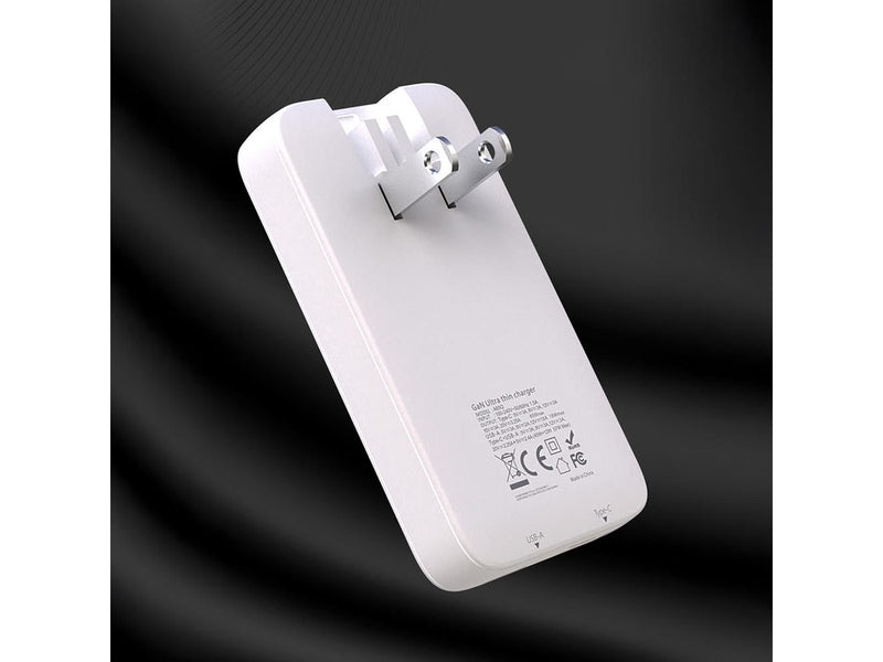 Dudao A65Q 65W GaN Travel Wall Charger USB-A / USB-C PD Ultra-Thin EU / US - White