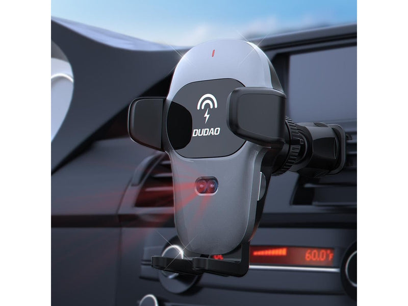 Dudao Automatic Car Holder with Built-in Qi 15W Wireless Charger Gray (F20xs)