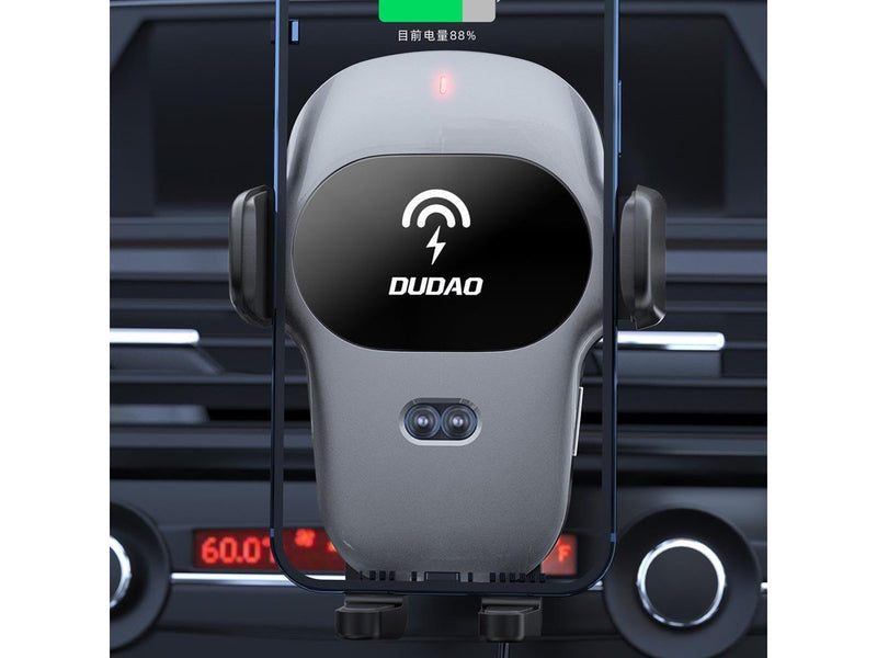 Dudao Automatic Car Holder with Built-in Qi 15W Wireless Charger Gray (F20xs)