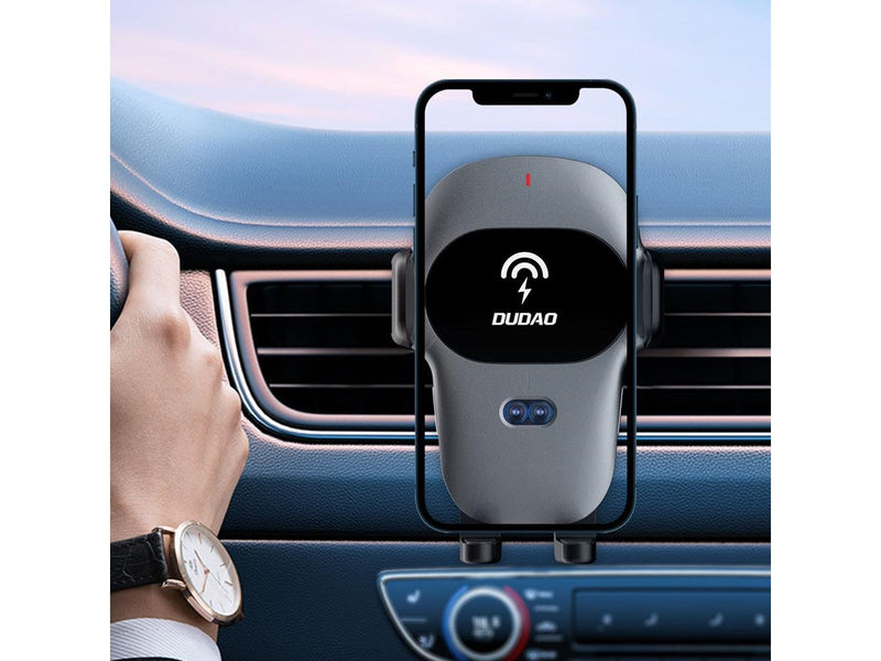 Dudao Automatic Car Holder with Built-in Qi 15W Wireless Charger Gray (F20xs)