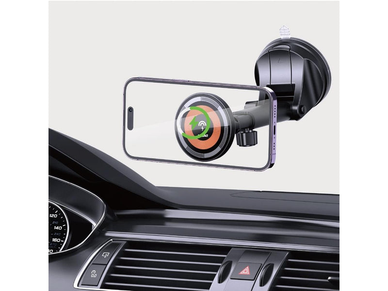 Dudao F12MAX+ Car Mount with 15W Wireless Charger Compatible with Magsafe - Black