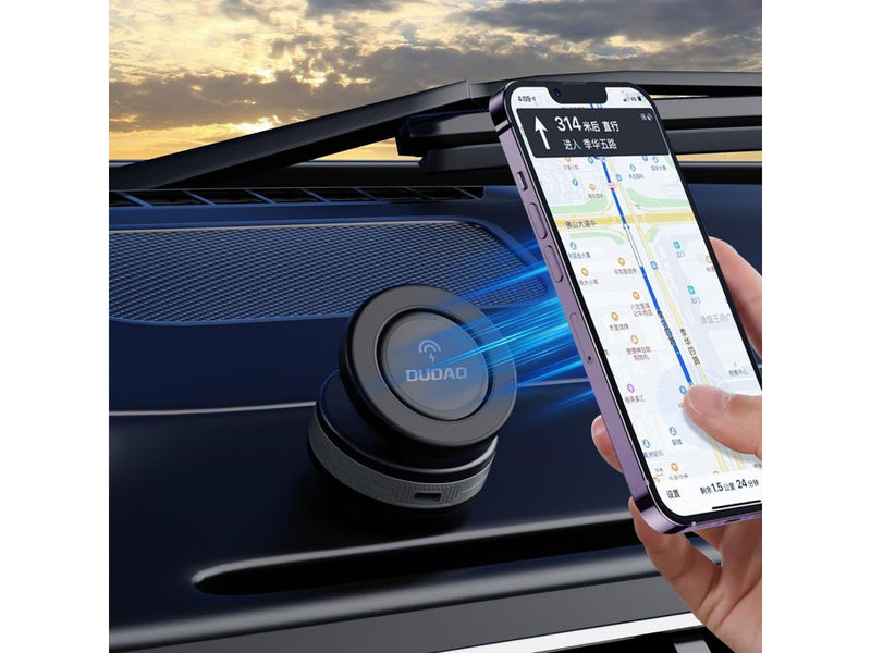 Dudao F24MAX Car Mount with 15W Wireless Charger MagSafe Compatible with Auto Suction Cup - Black