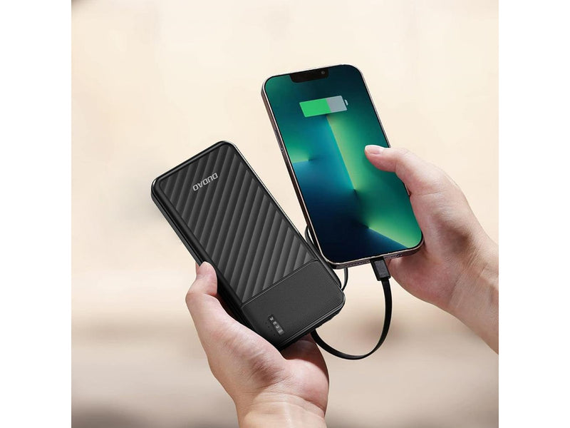Dudao K11 10000mAh Powerbank with Built-in Cables - Black - 10000 mAh