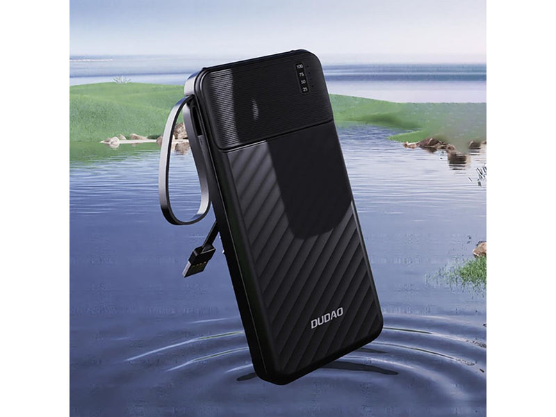 Dudao K11 10000mAh Powerbank with Built-in Cables - Black - 10000 mAh