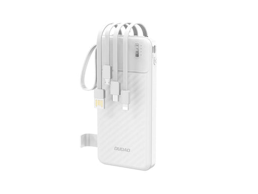 Dudao K11 10000mAh Powerbank with Built-in Cables - White - 10000 mAh