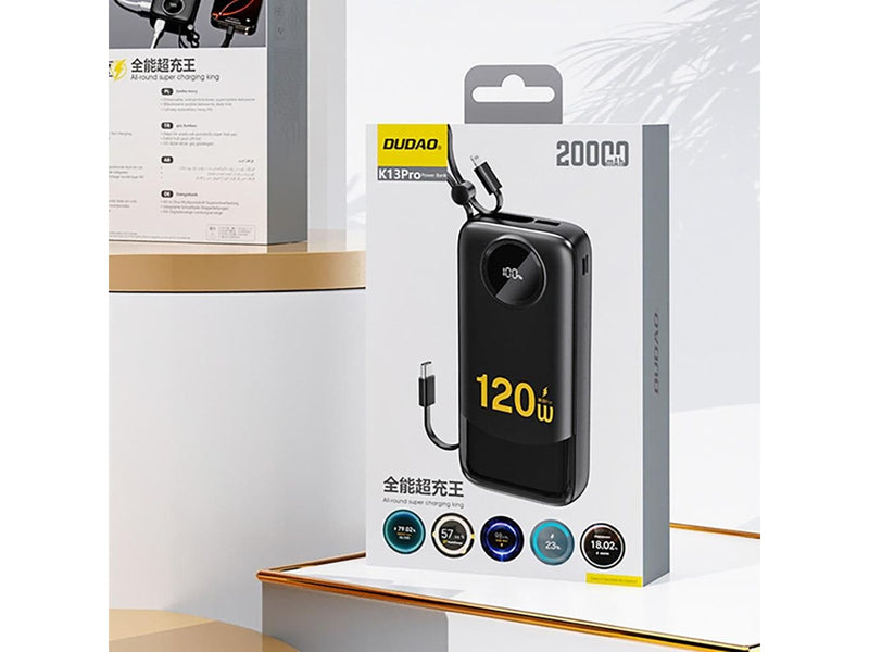 Dudao K13Pro Powerbank with Built-in Cable - 20000 mAh