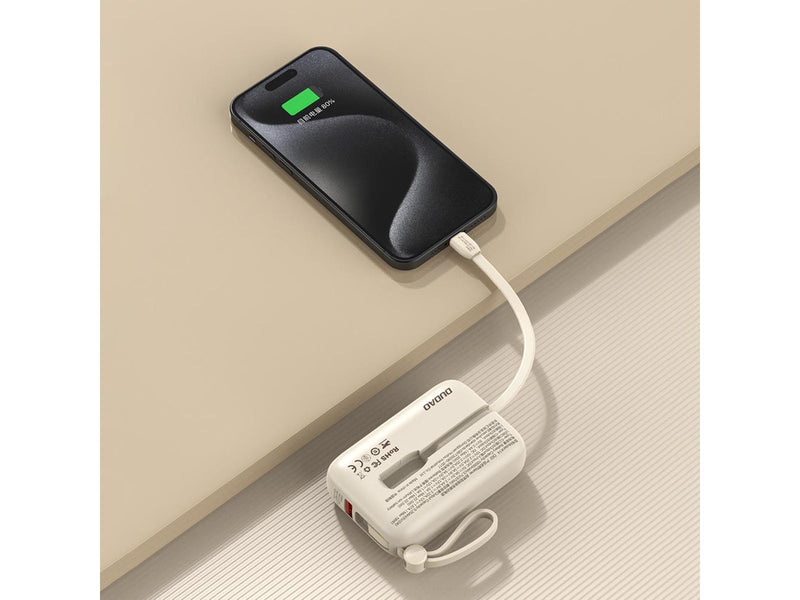 Dudao K14 10000mAh power bank with USB-C / Lightning cables - beige - 10000 mAh