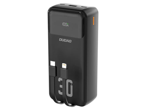Dudao K15MAX PD 22.5 W Powerbank with Built-in Cables - Black - 30000 mAh
