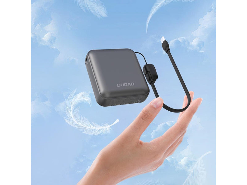 Dudao K22+ Ultra-Compact Power Bank 10000mAh 22.5W USB-C with Pendant/Cable - Grey - 10000 mAh