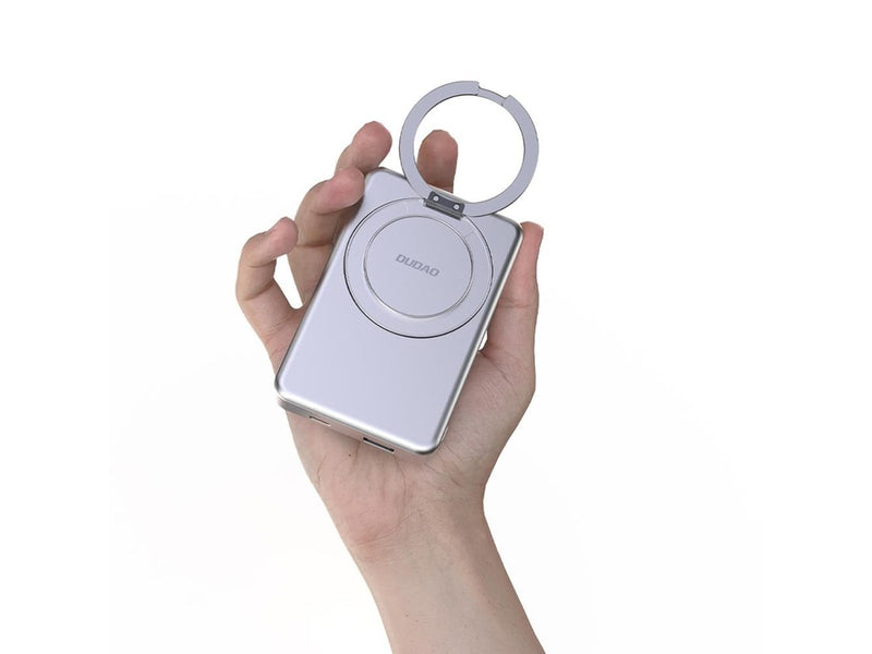 Dudao K28 10000mAh PD 22.5W MagSafe Powerbank with Metal Case and Ring Stand - Silver - 10000 mAh