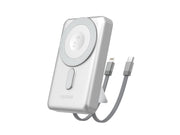 Dudao K29 10000mAh PD 20W MagSafe Powerbank with Metal Case Stand and Built-in USB-C/ Lightning Cables - Silver - 10000 mAh