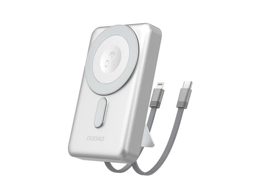 Dudao K29 10000mAh PD 20W MagSafe Powerbank with Metal Case Stand and Built-in USB-C/ Lightning Cables - Silver - 10000 mAh