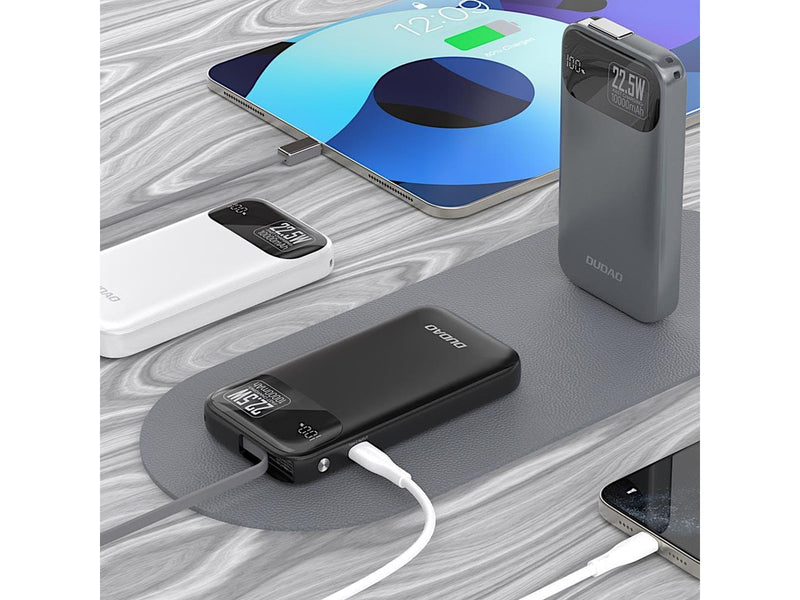Dudao K31 10000 mAh 22.5W PD Powerbank with Built-in Cable - Gray - 10000 mAh