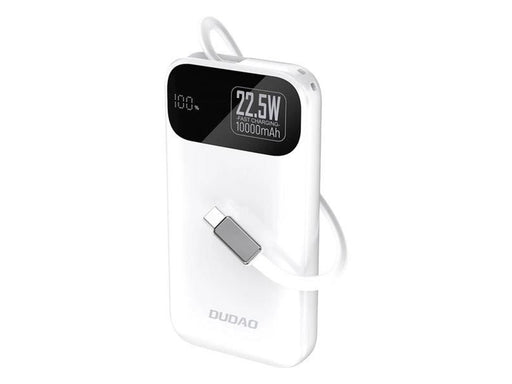 Dudao K31 10000 mAh 22.5W PD Powerbank with Built-in Cable - White - 10000 mAh