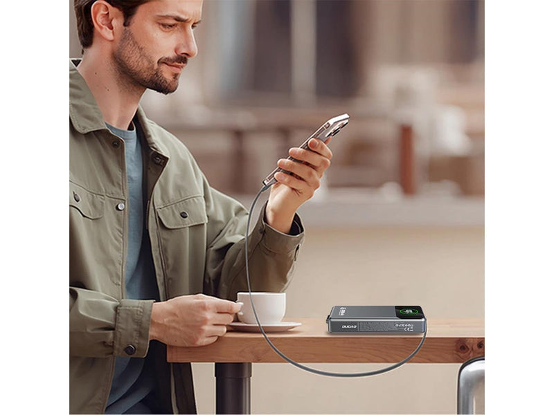 Dudao K31 Pro 45W 20000mAh Power Bank with Built-in Retractable USB-C Cable - Gray - 20000 mAh